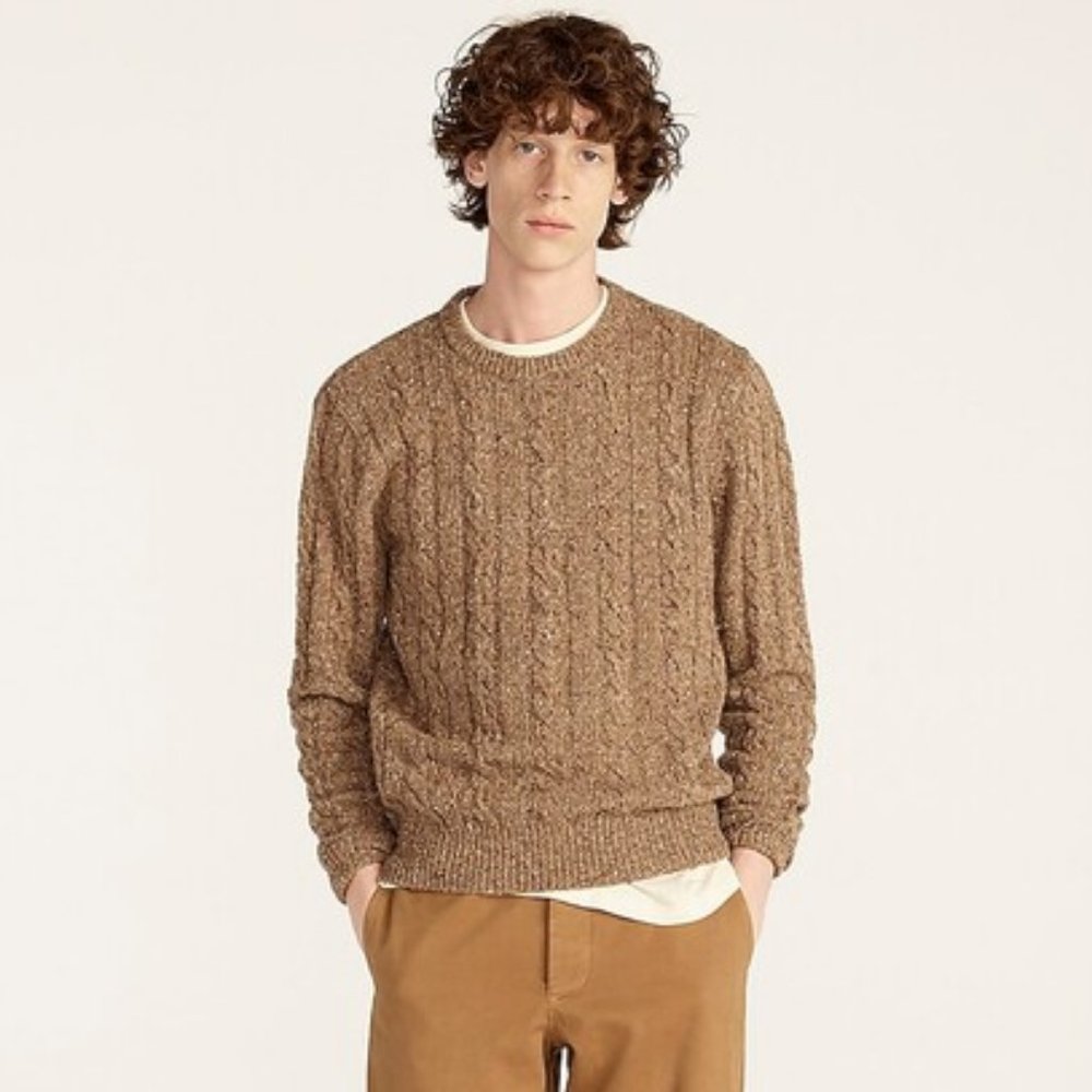 J. Crew Eco Donegal Cable-Knit Sweater Size Medium